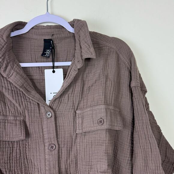 Bobi Brown Bistro Cropped Button-Up Shirt NWT Size Large - Picture 3 of 8